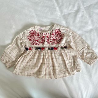 ザラキッズ(ZARA KIDS)の刺繍フリンジチュニック８６cm(シャツ/カットソー)