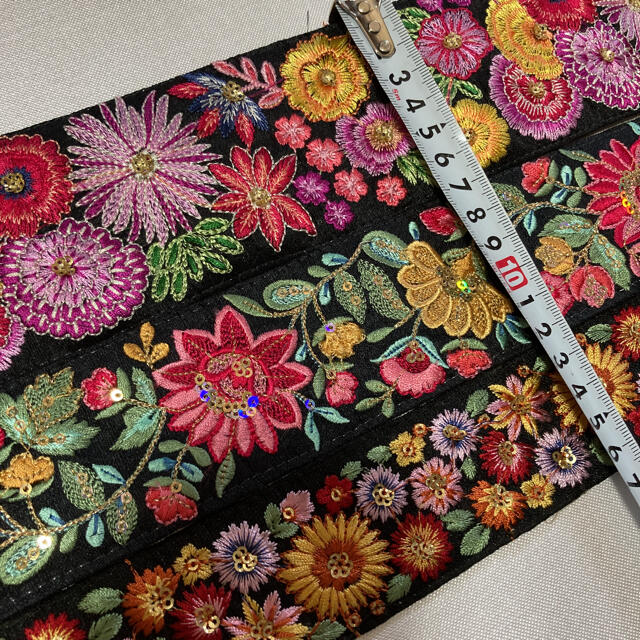 インド刺繍リボンセット シルク 絹 花火 ひまわり 浴衣 着物帯 和柄 リメイク