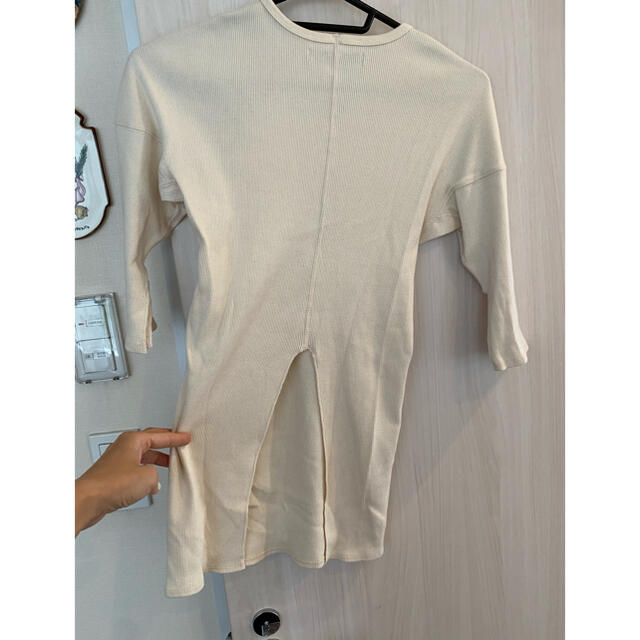 archi(アーキ)のARCHI ENDIVE TUNIC TOP リブ5分袖　オーガニックコットン レディースのトップス(Tシャツ(半袖/袖なし))の商品写真