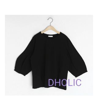 ディーホリック(dholic)の新品未使用　バルーンスリーブTシャツ　黒　DHOLIC(シャツ/ブラウス(長袖/七分))