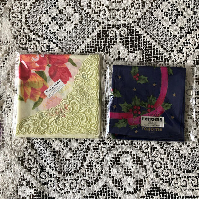 HANAE MORI(ハナエモリ)のハンカチ　２枚　綿100% レディースのファッション小物(ハンカチ)の商品写真