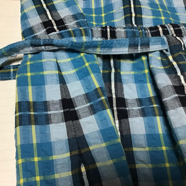 【ヨークランド】巻きジャンパースカート チェック 青