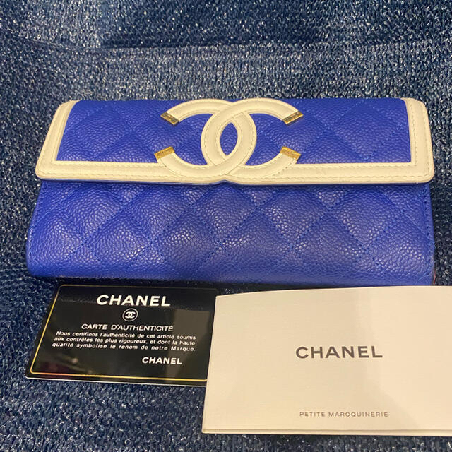 中古】 CHANEL - ご相談中です(^^)シャネル 長財布 正規品 ブルー 財布