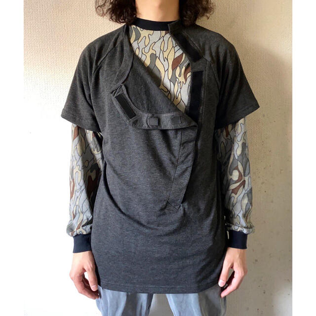 vintage 90s usa製 ベルクロ デザイン 変形 ストレッチ Tシャツ