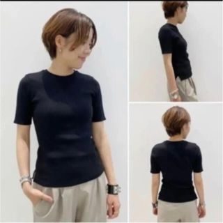 アパルトモンドゥーズィエムクラス(L'Appartement DEUXIEME CLASSE)のアパルトモンGOOD GRIEF Rib Tee ブラック&ベージュ(Tシャツ(半袖/袖なし))