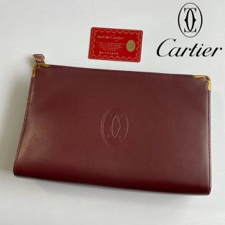 カルティエ(Cartier)の【美品】カルティエ　クラッチバッグ　セカンドバッグ　ゴールド金具　ボルドー(クラッチバッグ)