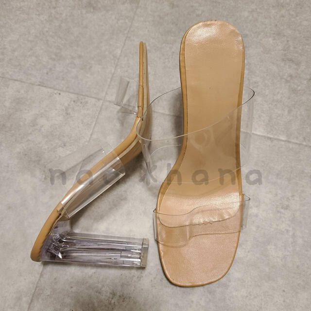 クリアサンダル オープントゥ ベージュ ヒール ヌーディー おしゃれ 美脚効果 レディースの靴/シューズ(サンダル)の商品写真