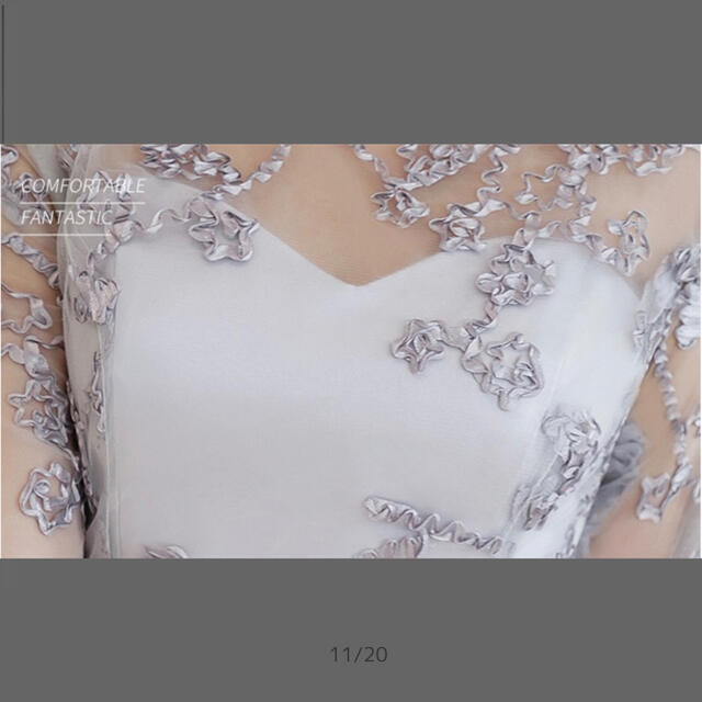 結婚式二次会 お呼ばれドレス グレー レースの通販 by みいたん 結婚式二次会 お呼ばれドレス グレー レースの通販 by みいたん