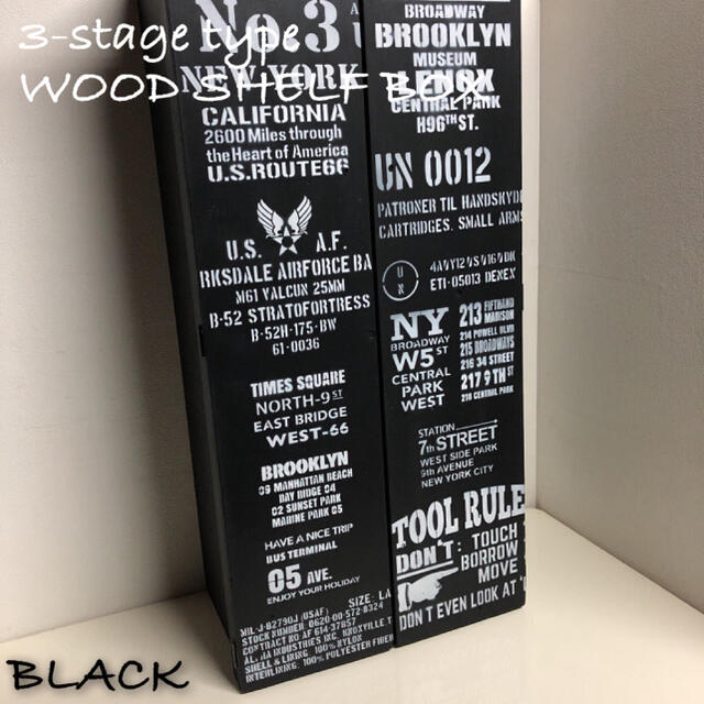 3-stage type WOOD SHELF BOX！！ BLACK★