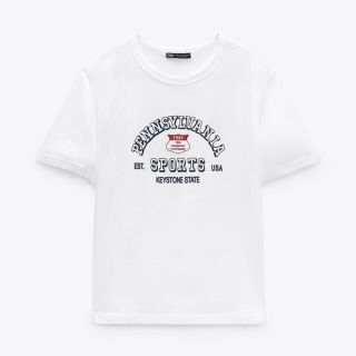 ZARA テキストTシャツ　S(Tシャツ(半袖/袖なし))