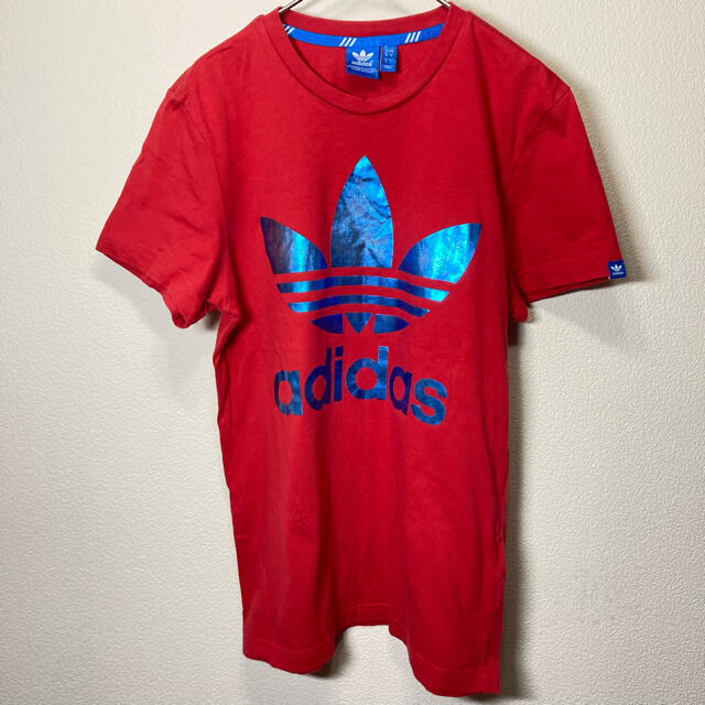 adidas(アディダス)のadidas アディダス トレフォイル ビッグロゴ Tシャツ Mサイズ 赤 レディースのトップス(Tシャツ(半袖/袖なし))の商品写真