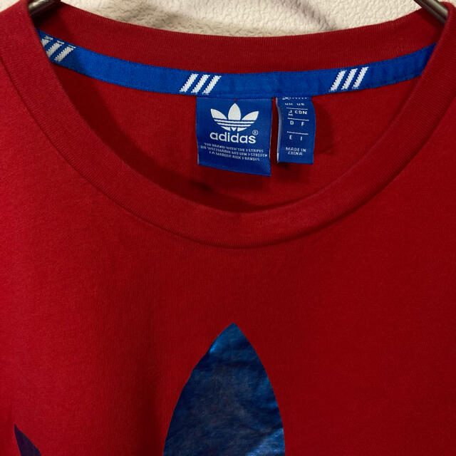 adidas(アディダス)のadidas アディダス トレフォイル ビッグロゴ Tシャツ Mサイズ 赤 レディースのトップス(Tシャツ(半袖/袖なし))の商品写真