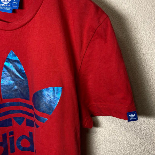 adidas(アディダス)のadidas アディダス トレフォイル ビッグロゴ Tシャツ Mサイズ 赤 レディースのトップス(Tシャツ(半袖/袖なし))の商品写真
