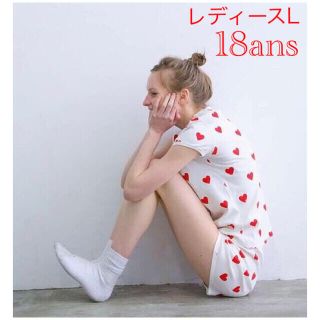 プチバトー(PETIT BATEAU)の新品 プチバトー 18ans  レディース  プリント 半袖 パジャマ ハート(パジャマ)