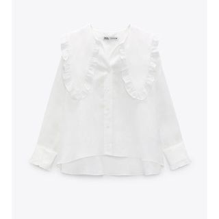 ザラ(ZARA)のZARA 丸襟ブラウス 襟 ブラウス シャツ フリル ピーターパン 韓国(シャツ/ブラウス(長袖/七分))