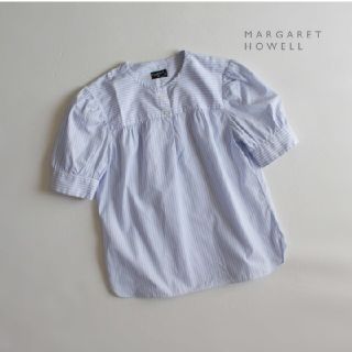 マーガレットハウエル(MARGARET HOWELL)のマーガレットハウエル■シャツ ブラウス プルオーバー ストライプ ブルー(シャツ/ブラウス(半袖/袖なし))