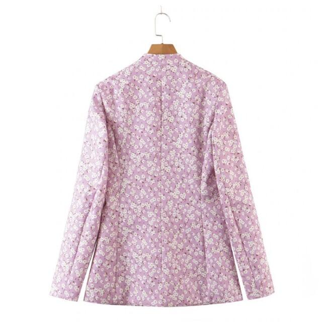 ZARA(ザラ)の🌻7月新作🏖4909◆purple マーガレット 花柄 ジャケット ブレザー レディースのジャケット/アウター(テーラードジャケット)の商品写真