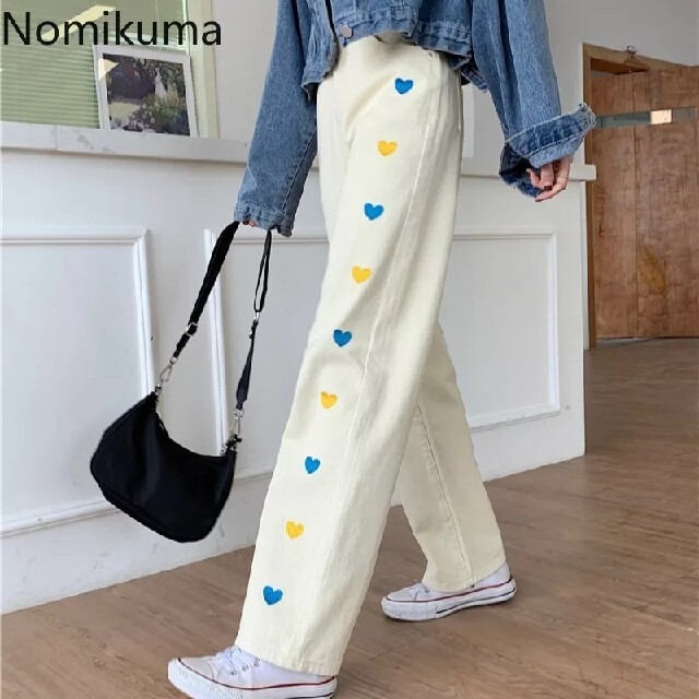 デニム ハート 刺繍 ジーパン カワイイ おしゃれ ♡ ジーンズ オフ