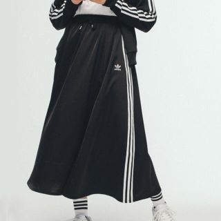 アディダス(adidas)のadidas Originals ロング サテン スカート ブラック　L(ロングスカート)