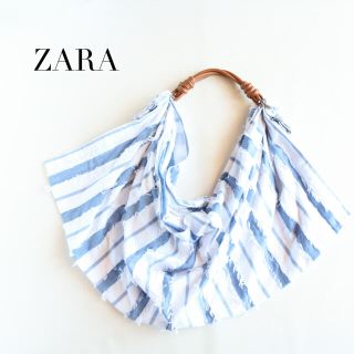 ザラ(ZARA)のZARA✨ハンカチショルダーバッグ ストライプ レザーハンドル トートバッグ(ショルダーバッグ)