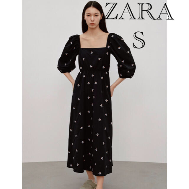 ZARA(ザラ)のZARA ザラ刺繍ワンピース　刺繍ロングワンピース　 レディースのワンピース(ロングワンピース/マキシワンピース)の商品写真