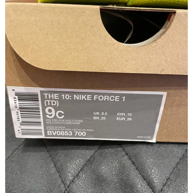 NIKE(ナイキ)の15cm OFF-WHITE × NIKE AIR FORCE 1 VOLT キッズ/ベビー/マタニティのキッズ靴/シューズ(15cm~)(スニーカー)の商品写真