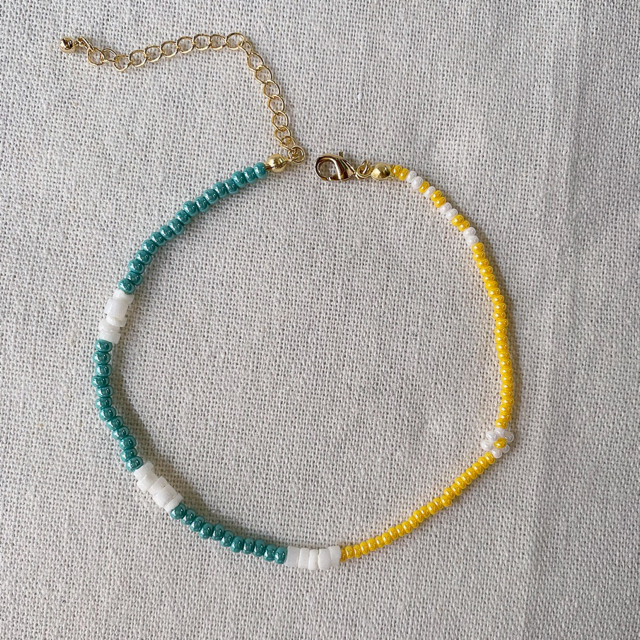 BEAMS(ビームス)のyellow × turquoise green ビーズ アンクレット レディースのアクセサリー(アンクレット)の商品写真