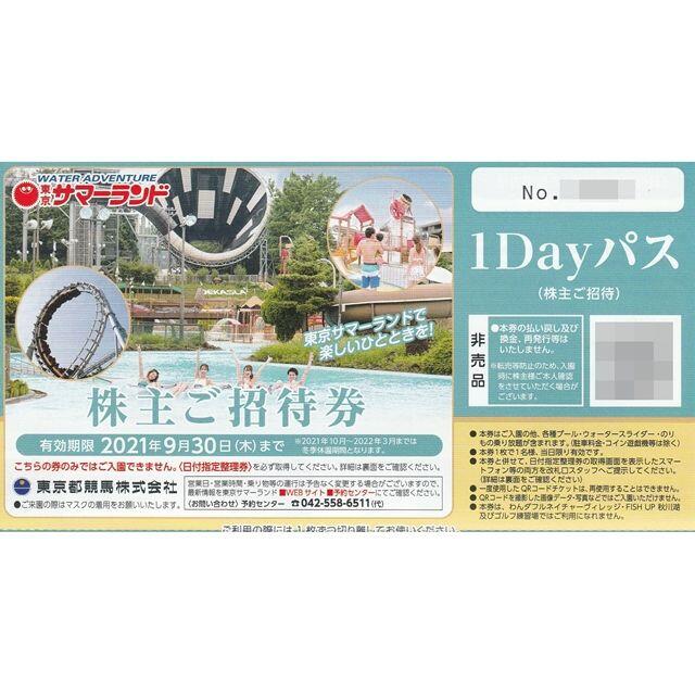 人気定番 東京サマーランド 株主優待券 1Dayパス 4枚 東京都競馬
