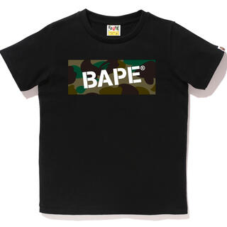 アベイシングエイプ(A BATHING APE)の1ST CAMO BAPE BOX TEEレディースBLACKxGREEN XS(Tシャツ(半袖/袖なし))