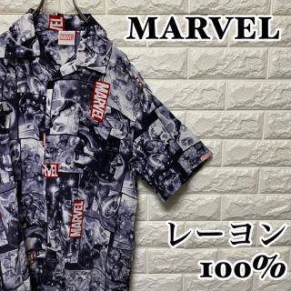 マーベル(MARVEL)の【MARVER】総柄シャツ レーヨン100% アメコミ ヒーロー 開襟 アロハ(シャツ)