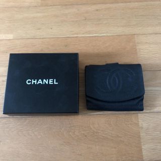 シャネル(CHANEL)のCHANEL キャビアスキン 折り財布 黒 (財布)