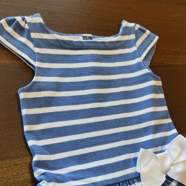 PETIT BATEAU(プチバトー)のPetit bateau ボーダーワンピース 3a 95cm スカイブルー キッズ/ベビー/マタニティのキッズ服女の子用(90cm~)(ワンピース)の商品写真