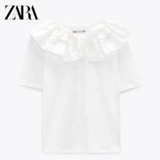 ザラ(ZARA)の★今期完売 ZARA フリル 襟付き Tシャツ S★(Tシャツ(半袖/袖なし))