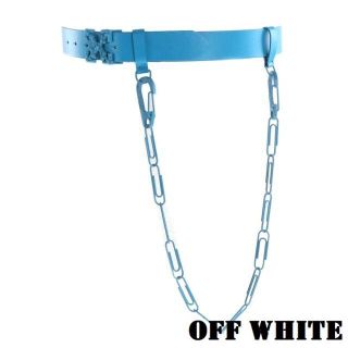 オフホワイト(OFF-WHITE)のOFF-WHITE ☆ 新品未使用 21SS チェーン レザー ベルト ブルー(ベルト)