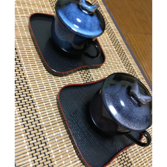 たち吉(タチキチ)のお湯呑み　茶碗蒸し器　３個セットレンゲお盆付き　新品 インテリア/住まい/日用品のキッチン/食器(食器)の商品写真