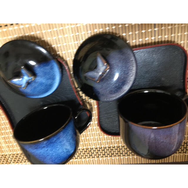 たち吉(タチキチ)のお湯呑み　茶碗蒸し器　３個セットレンゲお盆付き　新品 インテリア/住まい/日用品のキッチン/食器(食器)の商品写真