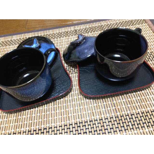 たち吉(タチキチ)のお湯呑み　茶碗蒸し器　３個セットレンゲお盆付き　新品 インテリア/住まい/日用品のキッチン/食器(食器)の商品写真