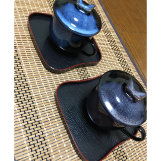 タチキチ(たち吉)のお湯呑み　茶碗蒸し器　３個セットレンゲお盆付き　新品(食器)