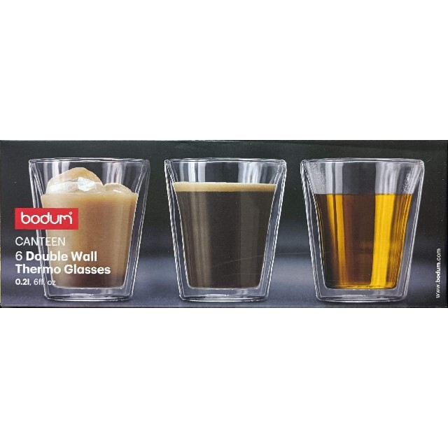 BODUM CANTEENダブルウォールグラス, 6個セット, 0.2L