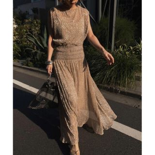 アメリヴィンテージ(Ameri VINTAGE)の Ameri VINTAGE  MEDI SMOCKING LAME DRESS(ロングワンピース/マキシワンピース)