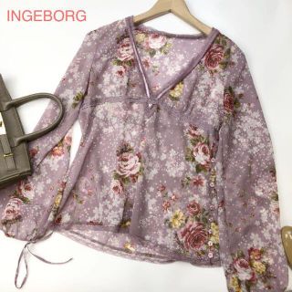 インゲボルグ(INGEBORG)のINGEBORG インゲボルグ バルーン袖 花柄 シフォンブラウス 2503(シャツ/ブラウス(長袖/七分))