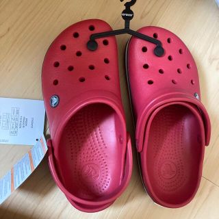 クロックス(crocs)のラス1  23  レッド　クロックバンド(サンダル)