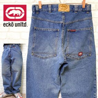 エコーアンリミテッド(ECKO UNLTD)のECKO UNLTD エコー バギー ワイドデニムパンツ センターロゴ W32(デニム/ジーンズ)