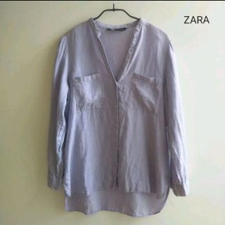 ザラ(ZARA)のZARA ポケット付きリネンブラウス(シャツ/ブラウス(長袖/七分))