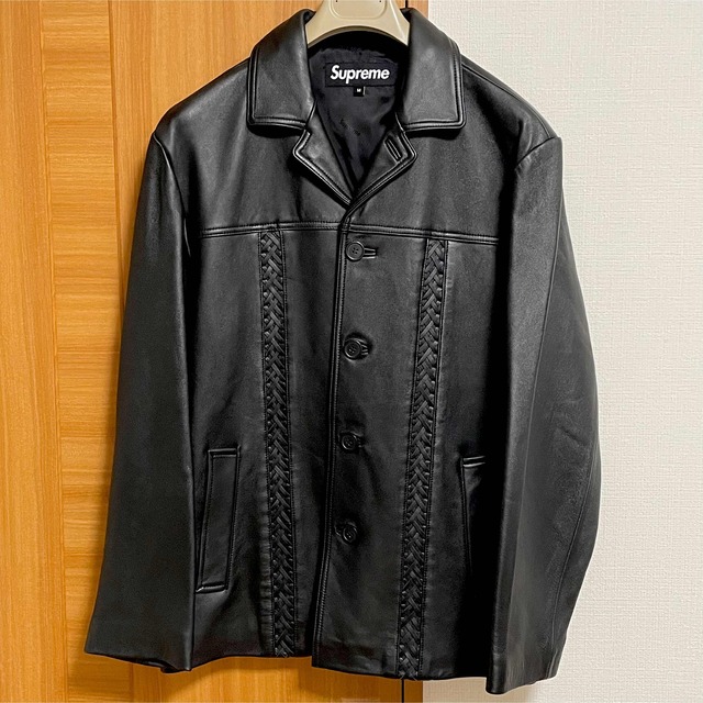 SUPREME 21SS Braided Leather Overcoat M