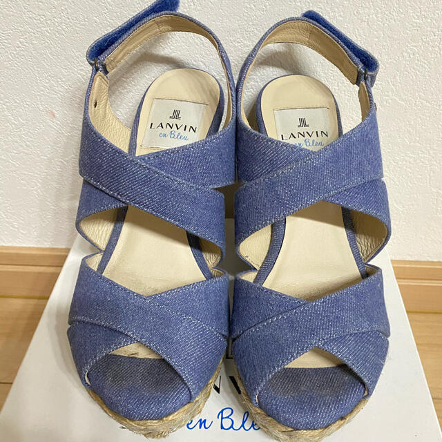 LANVIN en Bleu(ランバンオンブルー)の【値下げ中】ランバンオンブルー　ウェッジ　サンダル　デニム　 レディースの靴/シューズ(サンダル)の商品写真