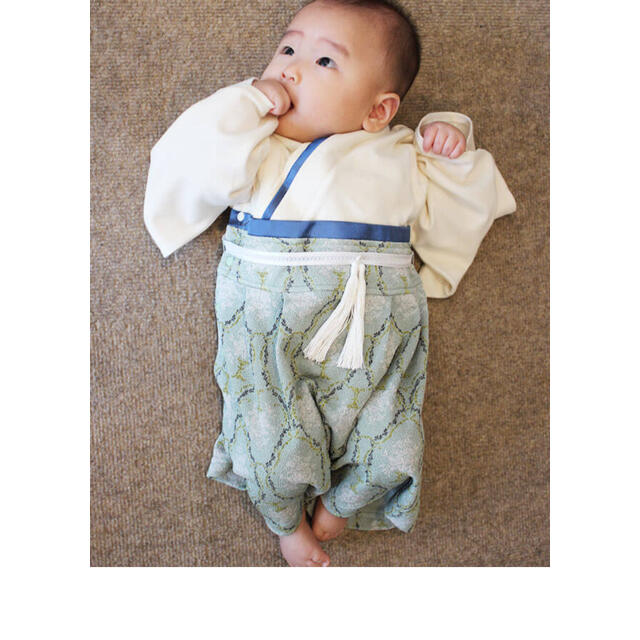 ベビー袴　オーガニックコットン　80cm キッズ/ベビー/マタニティのベビー服(~85cm)(ロンパース)の商品写真
