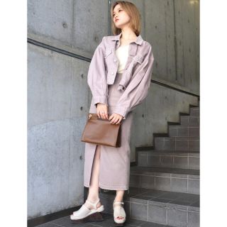 ムルーア(MURUA)の【新品】MURUA フロントZIPタイトスカート パープル(ロングスカート)