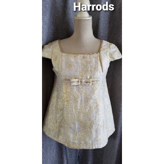 ハロッズ(Harrods)の大変美品　Harros 日本製　可愛いゴールド系のドールブラウス　リボン(シャツ/ブラウス(半袖/袖なし))