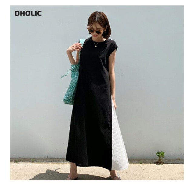 dholic(ディーホリック)のサイドプリーツワンピース☆DHOLIC レディースのワンピース(ロングワンピース/マキシワンピース)の商品写真